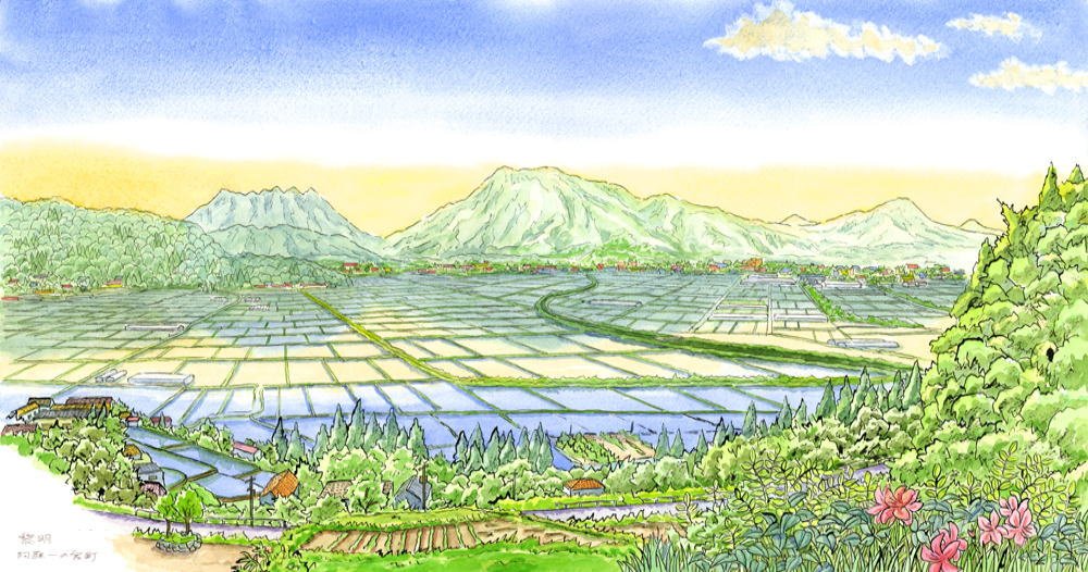 阿蘇 風景画 絵画 水彩画 ジークレー 版画 内藤謙一 「阿蘇・根子岳の